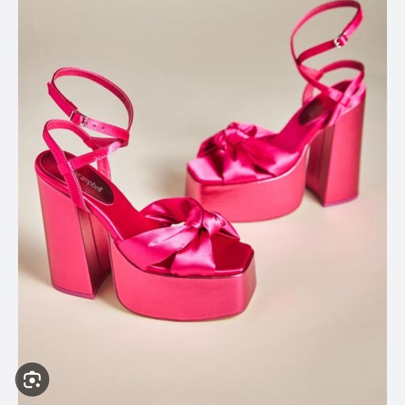 Jeffrey Campbell seventies platform heels in Fuschia Satin never worn - Picture 2 of 4